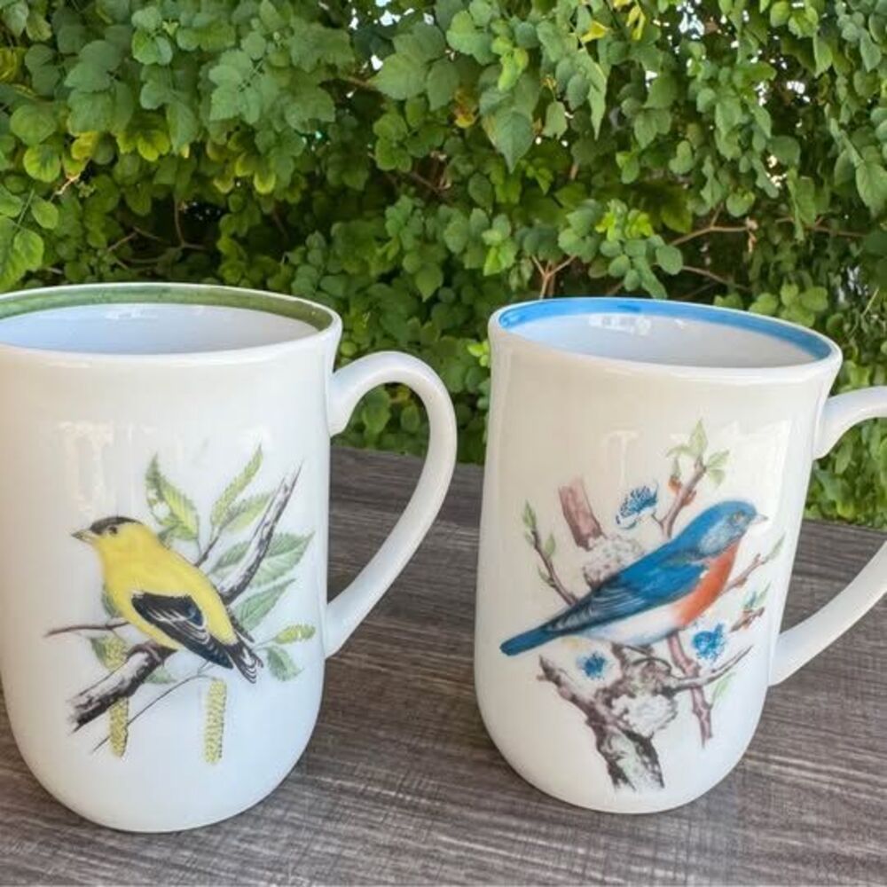 Chadwick Miller Wild Bird Coffee / Tea Cups Oriole & Blue Bird 8 oz